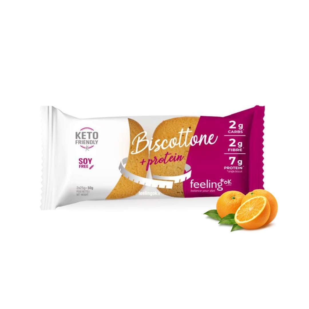 Biscottone +Protein gusto arancia - Biscotto Proteico a Basso Contenuto di Zuccheri Feelingok