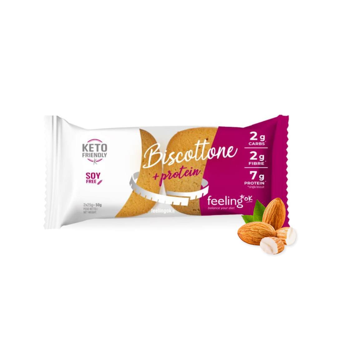 Biscottone +Protein gusto mandorla - Biscotto Proteico a Basso Contenuto di Zuccheri Feelingok