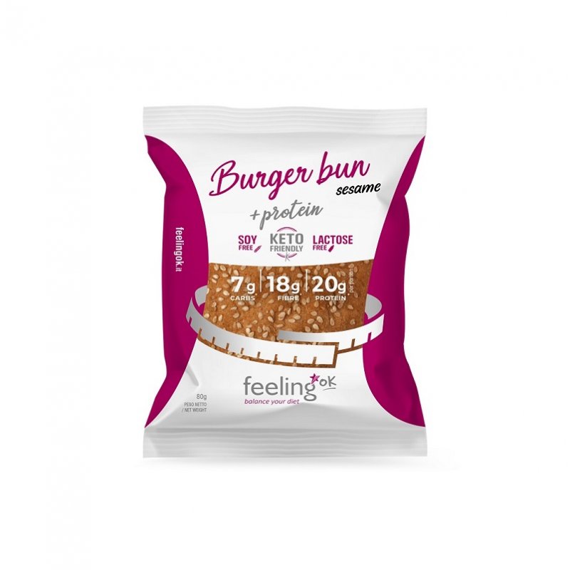 Burger Bun+Protein 80g - Panino proteico a Basso Contenuto di Carboidrati FeelingOk