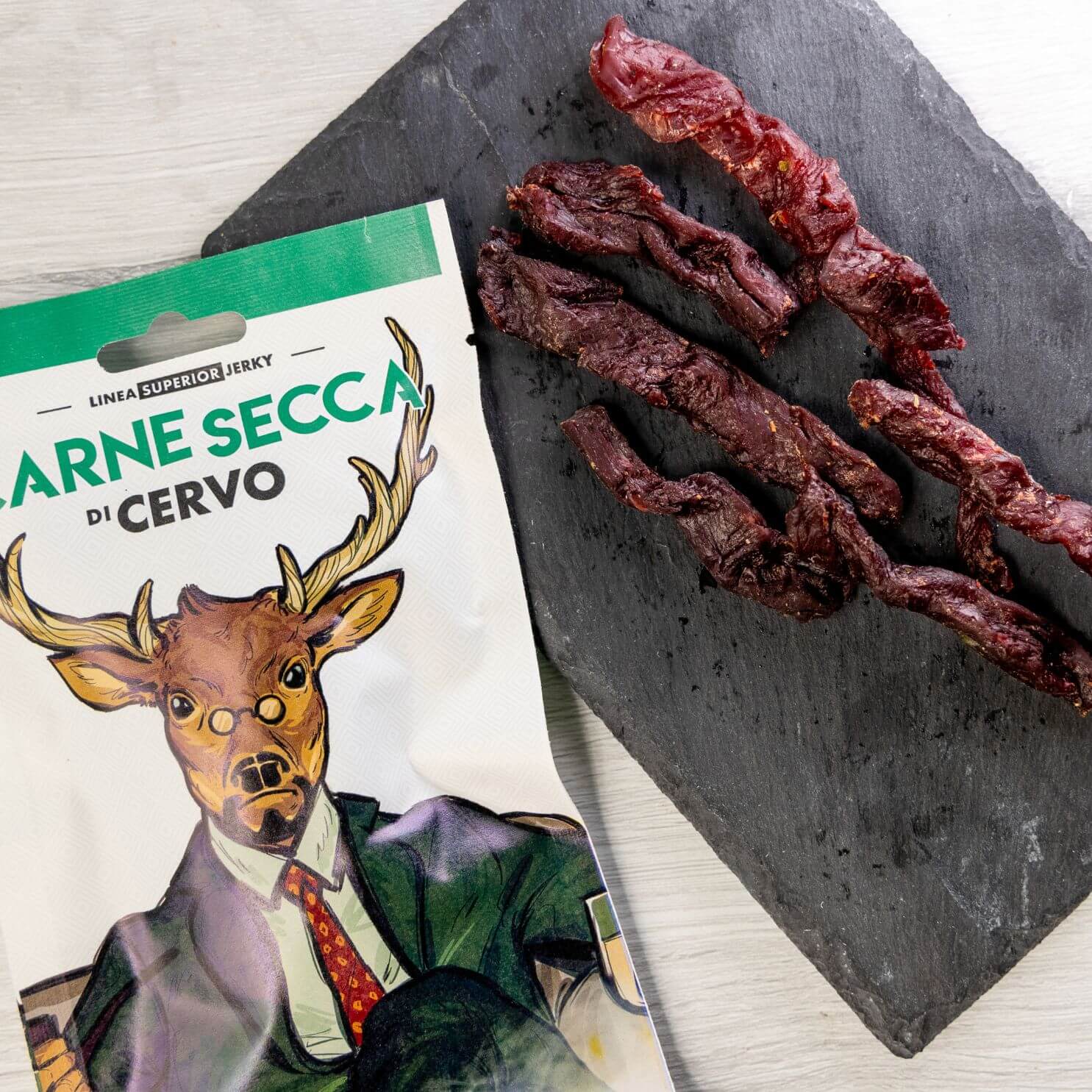Carne affumicata di cervo 40g carneseccaitalia.it carne essiccata ad alto contenuto proteico
