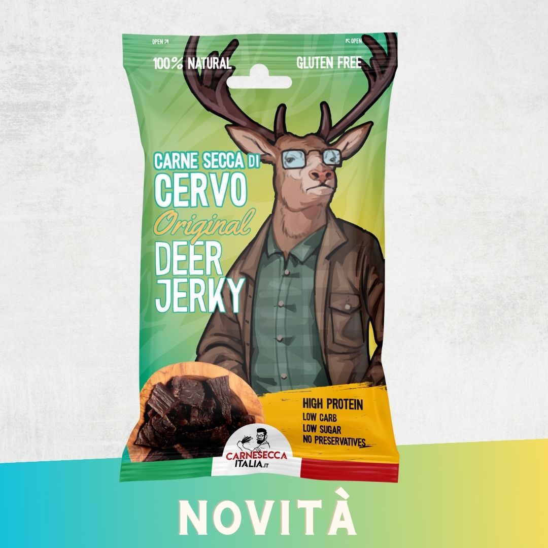 Carne secca di cervo 25g carneseccaitalia.it carne essiccata chips italiane