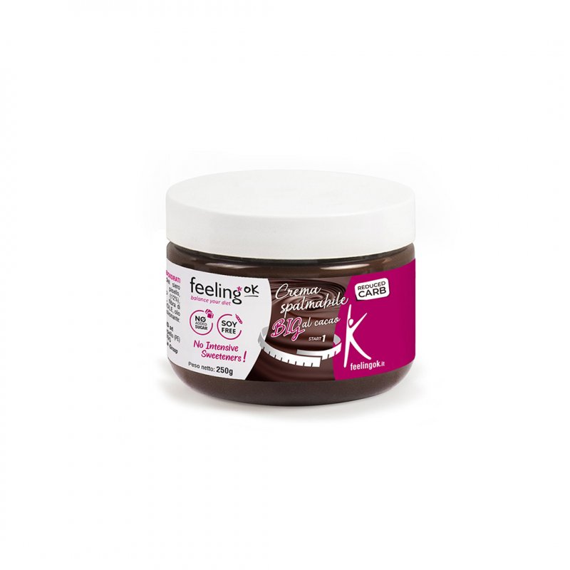 Crema Cacao Big +Protein - Crema Spalmabile Proteica al Cacao Senza Zuccheri Aggiunti 250g Feelingok