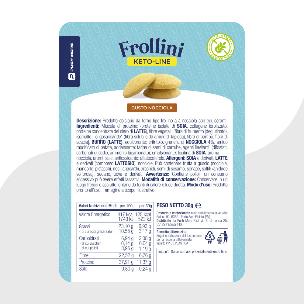 FROLLINI NOCCIOLA - Biscotti Proteici, Low Carb e Senza Glutine