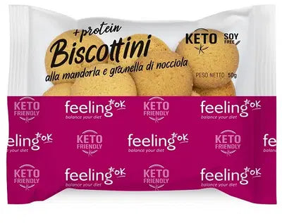 BISCOTTINI ALLA MANDORLA E GRANELLA DI NOCCIOLA +PROTEIN 50g - Biscotti proteici low carb