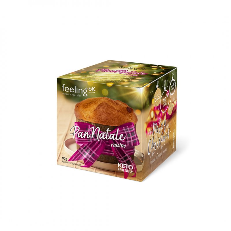 PanNatale +Protein - Panettone Natalizio Proteico Low Carb con Uvetta 90g a basso contenuto di zuccheri FeelingOk