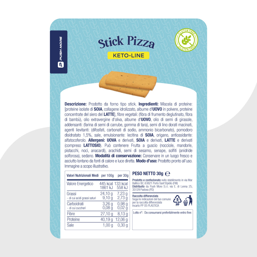 STICK PIZZA POMODORO - Snack croccante Proteico, Senza Glutine e Low Carb