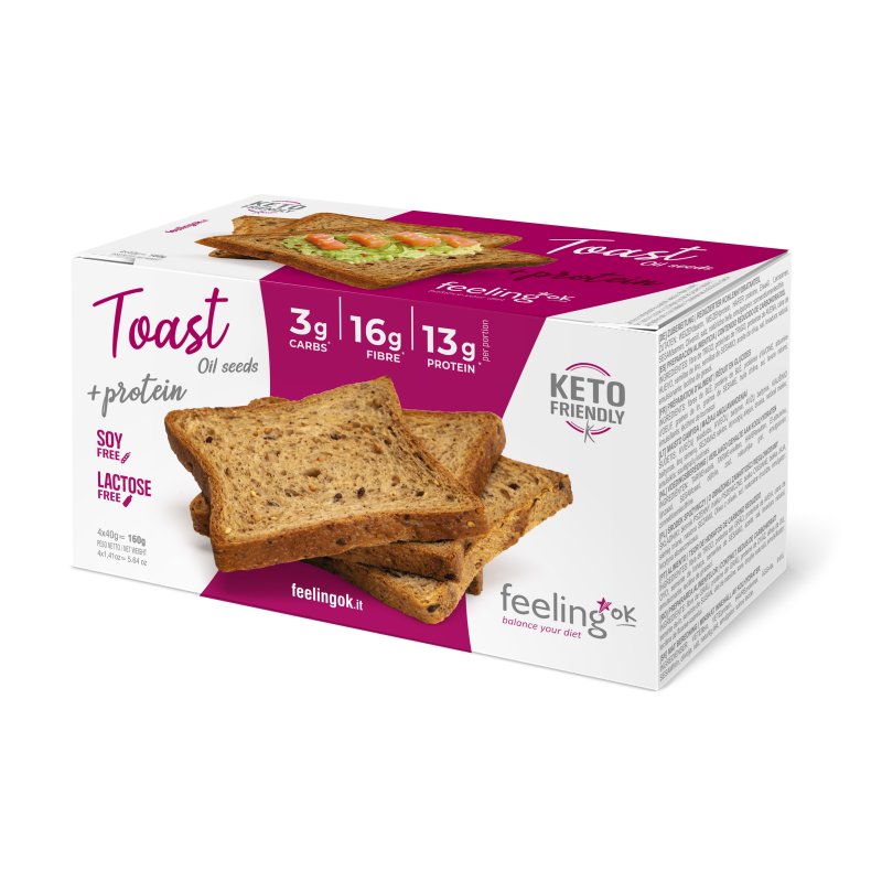 Toast +Protein Gusto Semi Oleosi - Fette Biscottate Proteiche a Basso Contenuto di Carboidrati Feelingok