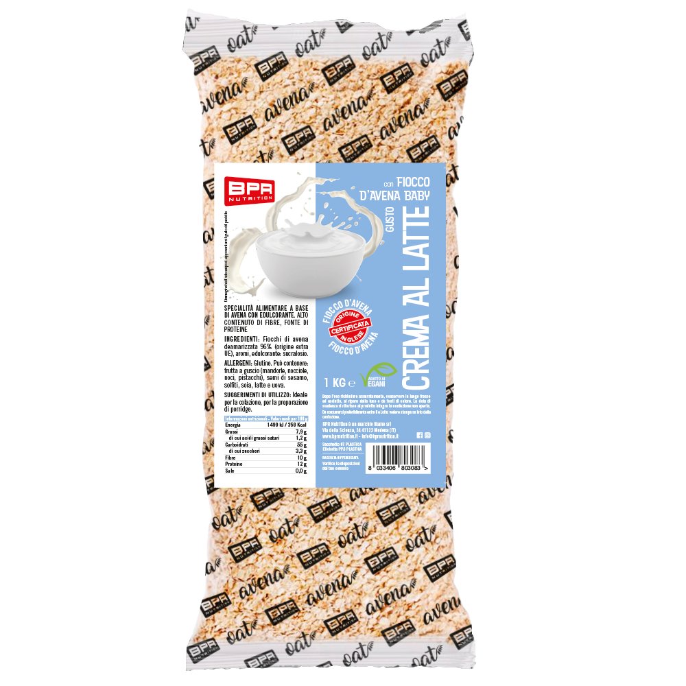 Foto di FIOCCHI D'AVENA AROMATIZZATI 15 Gusti diversi a scelta 1 Kg Crema al latte - Push More Fiocchi d' avena aromatizzata Bpr Nutrition