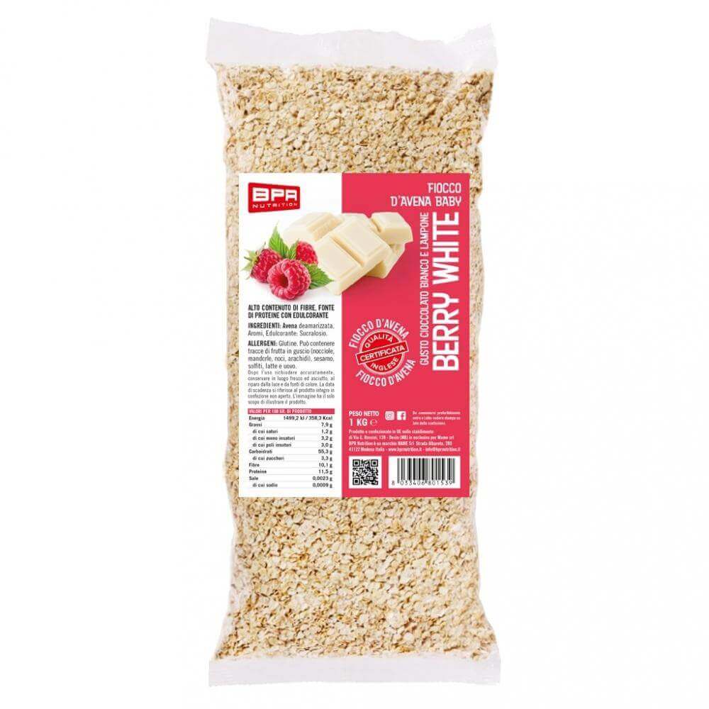 Foto di FIOCCHI D'AVENA AROMATIZZATI 15 Gusti 1 Kg Berry White (Cioccolato Bianco e Lampone) - PushMore Fiocchi d' avena aromatizzata Bpr Nutrition