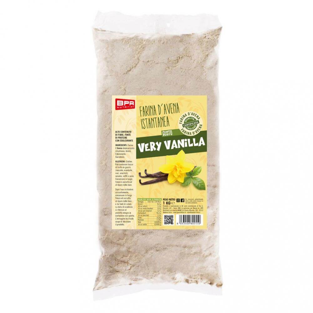 Foto di FARINA D'AVENA AROMATIZZATA 12 Gusti 1 Kg Very Vanilla - PushMore Farina d'avena aromatizzata Bpr Nutrition