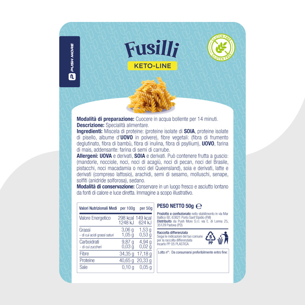 FUSILLI 40% PROTEICI - Pasta Senza Glutine e Low Carb