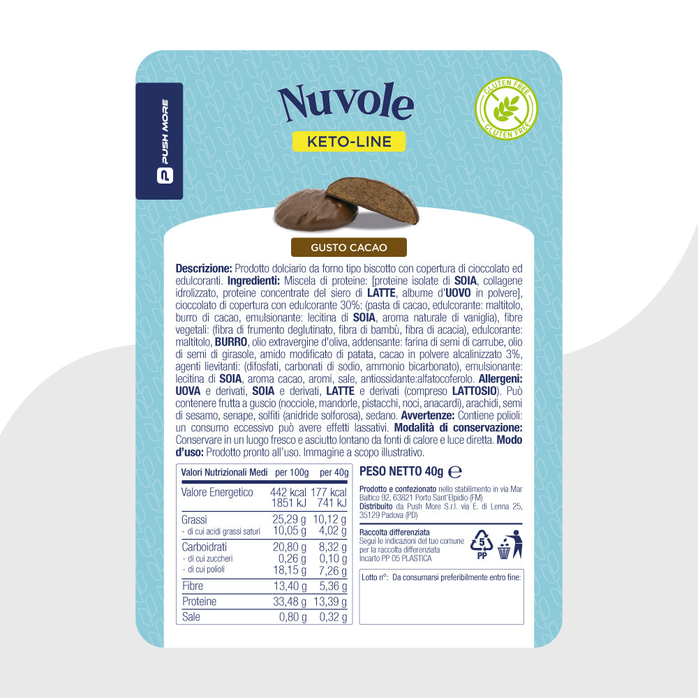 NUVOLE CACAO RICOPERTE DI CIOCCOLATO - Biscotti soffici Low Carb, Proteici e Senza Glutine