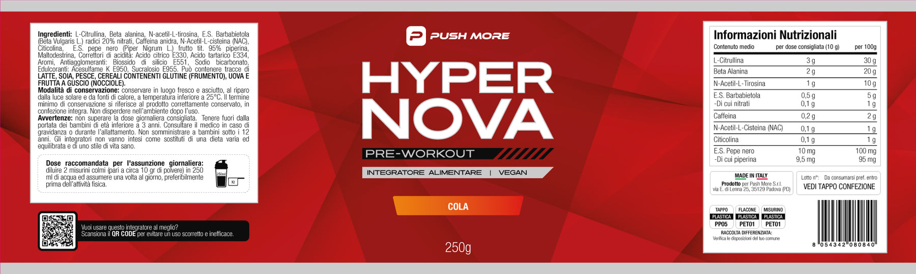 HYPER NOVA - Preworkout con caffeina