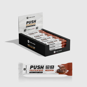 Push Protein Bar barretta proteica low carb 25 grammi di proteine PUSH MORE scatola da 24 barrette gusto cioccolato al latte