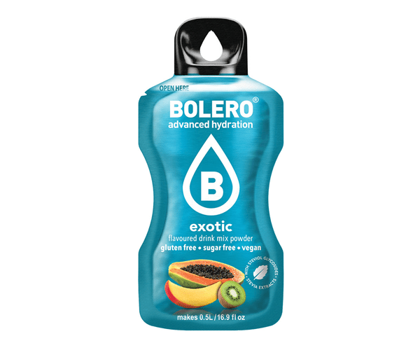 Bolero Drinks - Insaporitore acqua (36 gusti) 1 bustina (9g) Exotic (Frutti esotici) - Push More Bolero