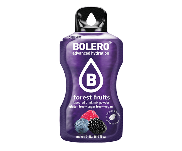 Bolero Drinks - Insaporitore acqua (36 gusti) 1 bustina (9g) Forest Fruit (Frutti di bosco) - Push More Bolero