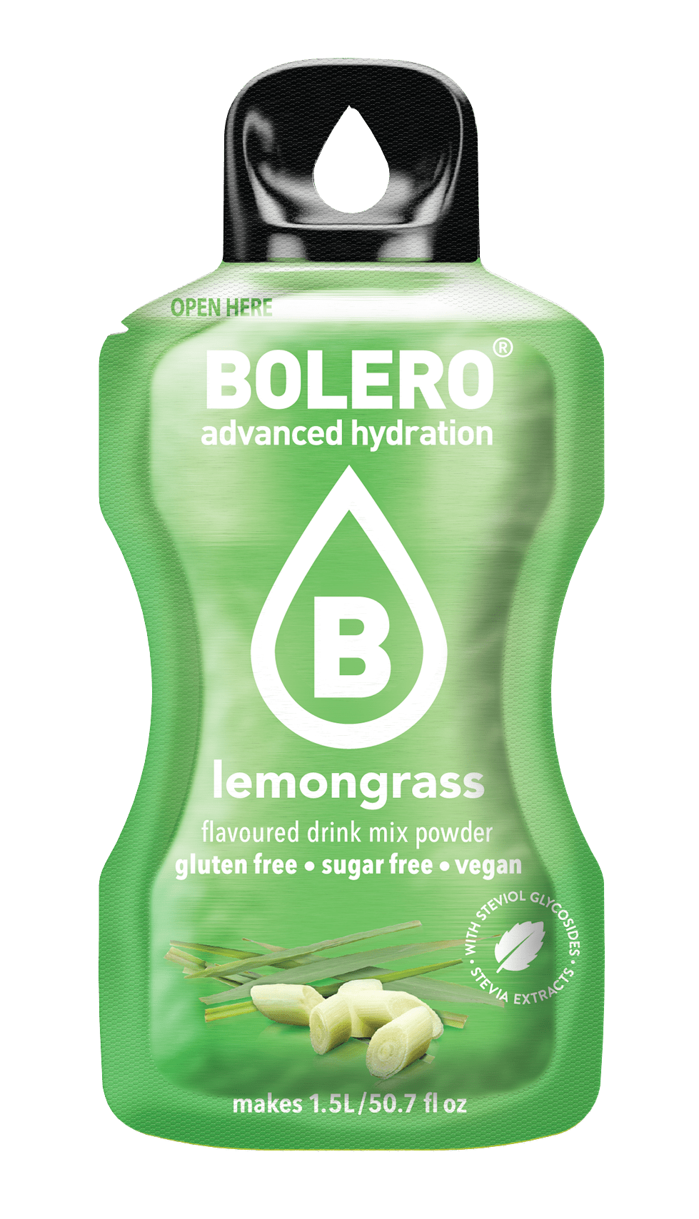 Bolero Drinks - Insaporitore acqua (36 gusti) 1 bustina (9g) Lemongrass (Citronella) - Push More Bolero