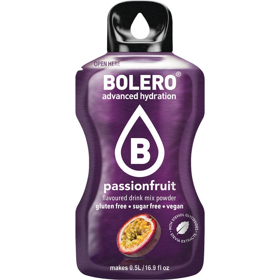 Bolero Drinks - Insaporitore acqua (36 gusti) 1 bustina (9g) Passion fruit (Frutto della passione) - Push More Bolero