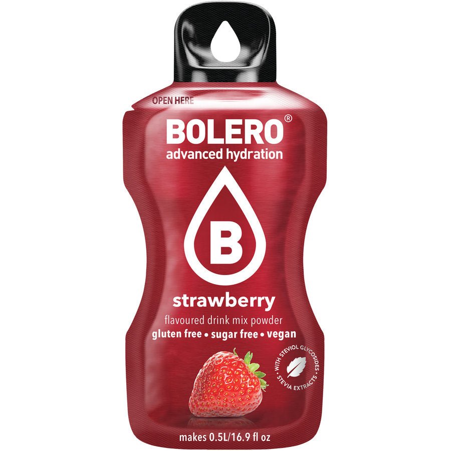 Bolero Drinks - Insaporitore acqua (36 gusti) 1 bustina (9g) Strawberry (Fragola) - Push More Bolero