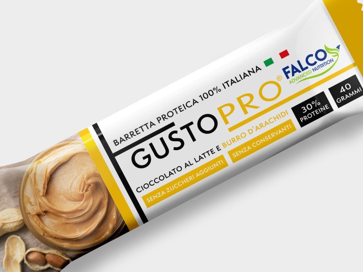 GustoPro - Barretta proteica senza zuccheri 1 barretta (40 g) Burro d'arachidi - Push More Barretta proteica Falco food