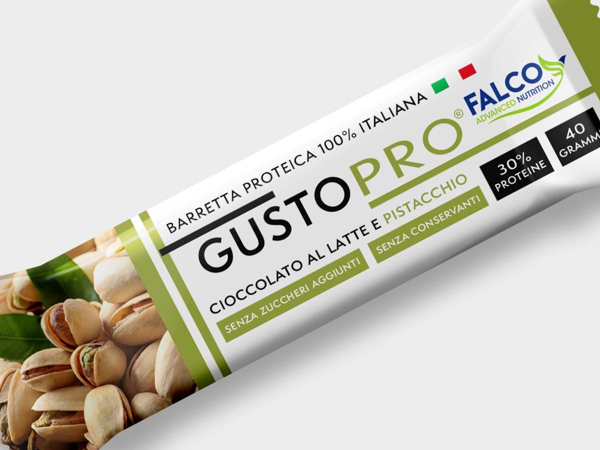 GustoPro - Barretta proteica senza zuccheri 1 barretta (40 g) Pistacchio - Push More Barretta proteica Falco food