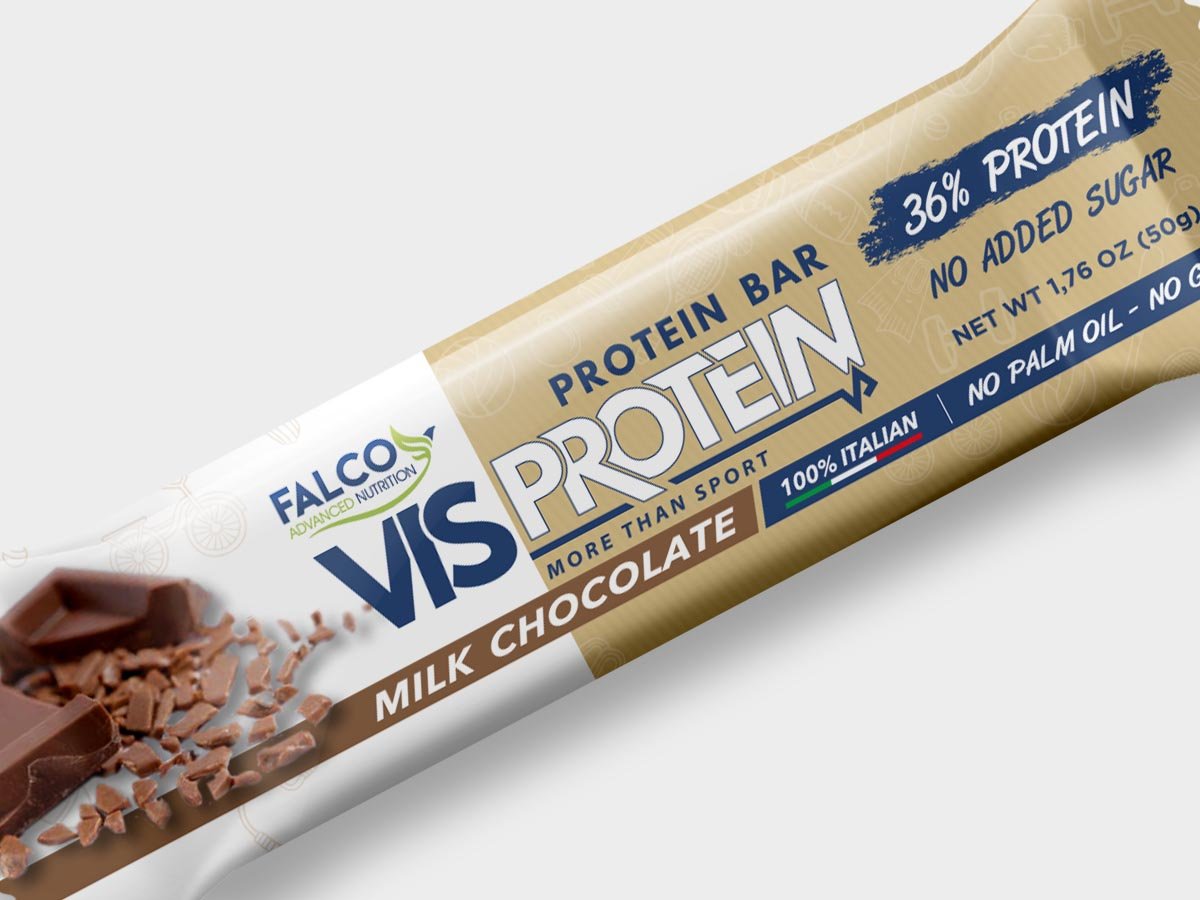Foto di Vis Protein - Barretta proteica 1 barretta (50 g) Cioccolato al latte - Push More Barretta proteica Falco Food